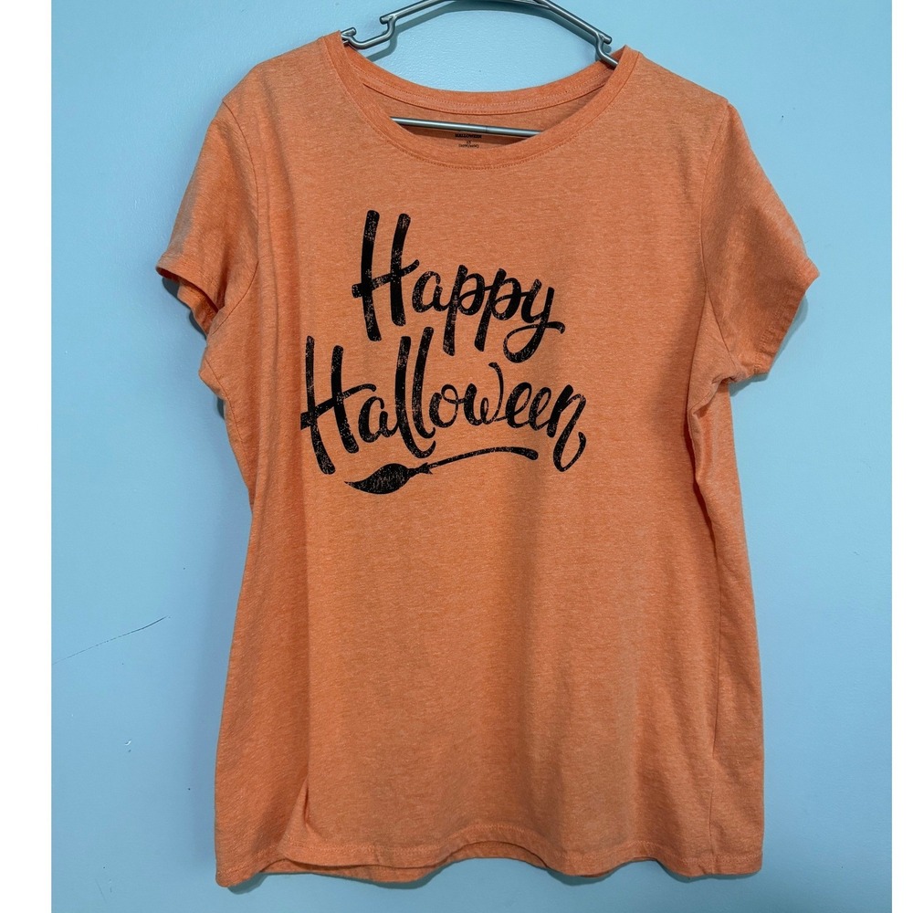 Way to Celebrate 2XL Happy Halloween Orange Heather Graphic T-Shirt 1441